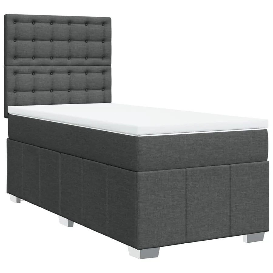Sommier à lattes de lit avec matelas Gris foncé 100x200cm Tissu - 2