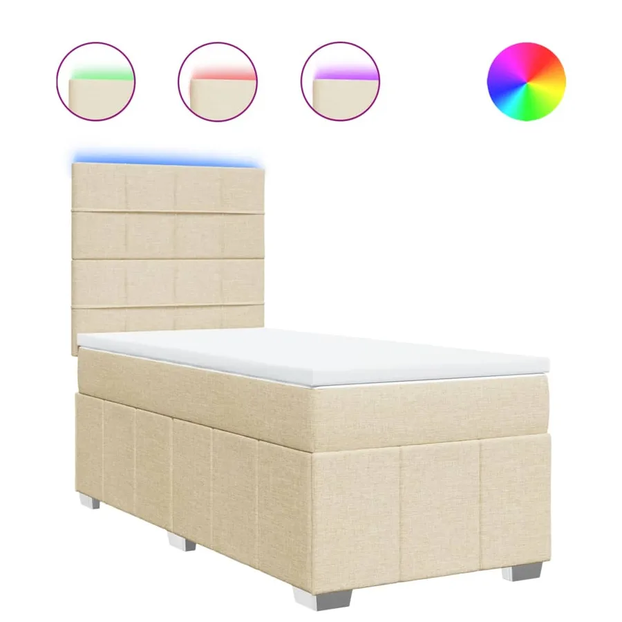 Sommier à lattes de lit et matelas Crème 90x190 cm Tissu - 2