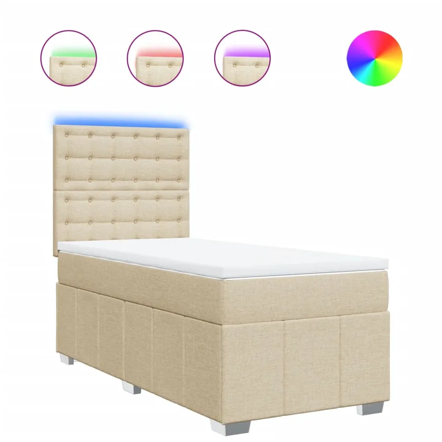 Sommier à lattes de lit et matelas Crème 90x190 cm Tissu - 2