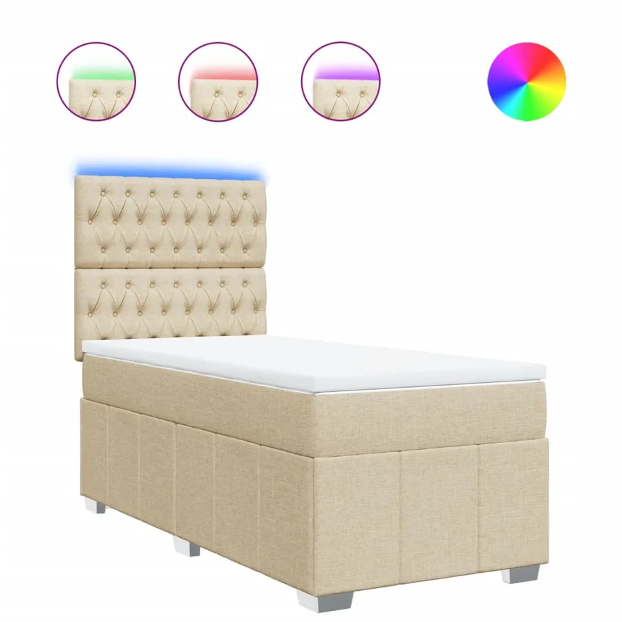 Sommier à lattes de lit et matelas Crème 90x190 cm Tissu - 2