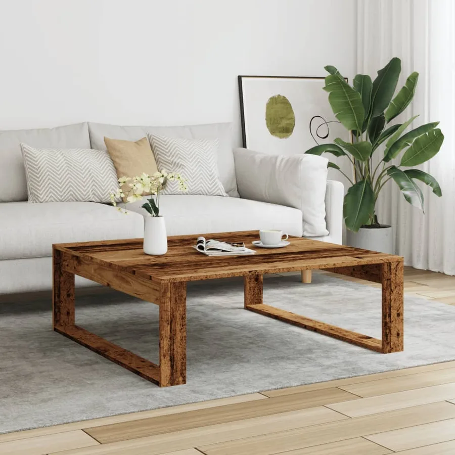 Table basse vieux bois 100x100x35 cm bois d'ingénierie - 3