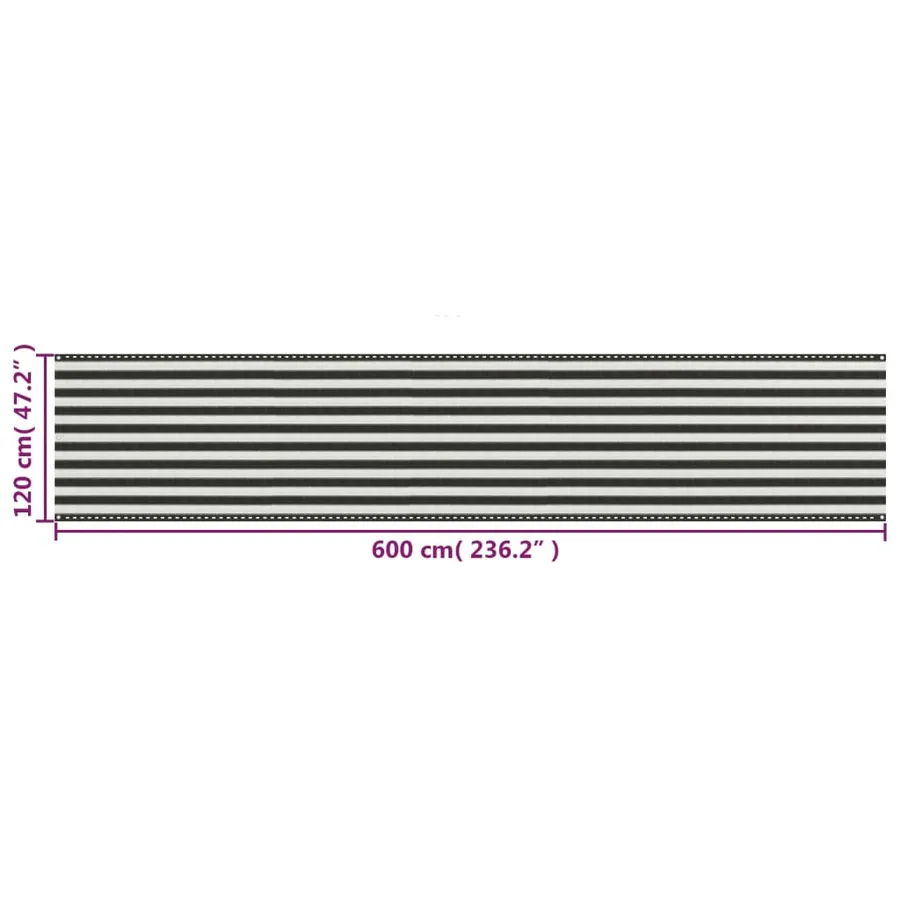 Écran de balcon PEHD 120x600 cm Anthracite et blanc - 5