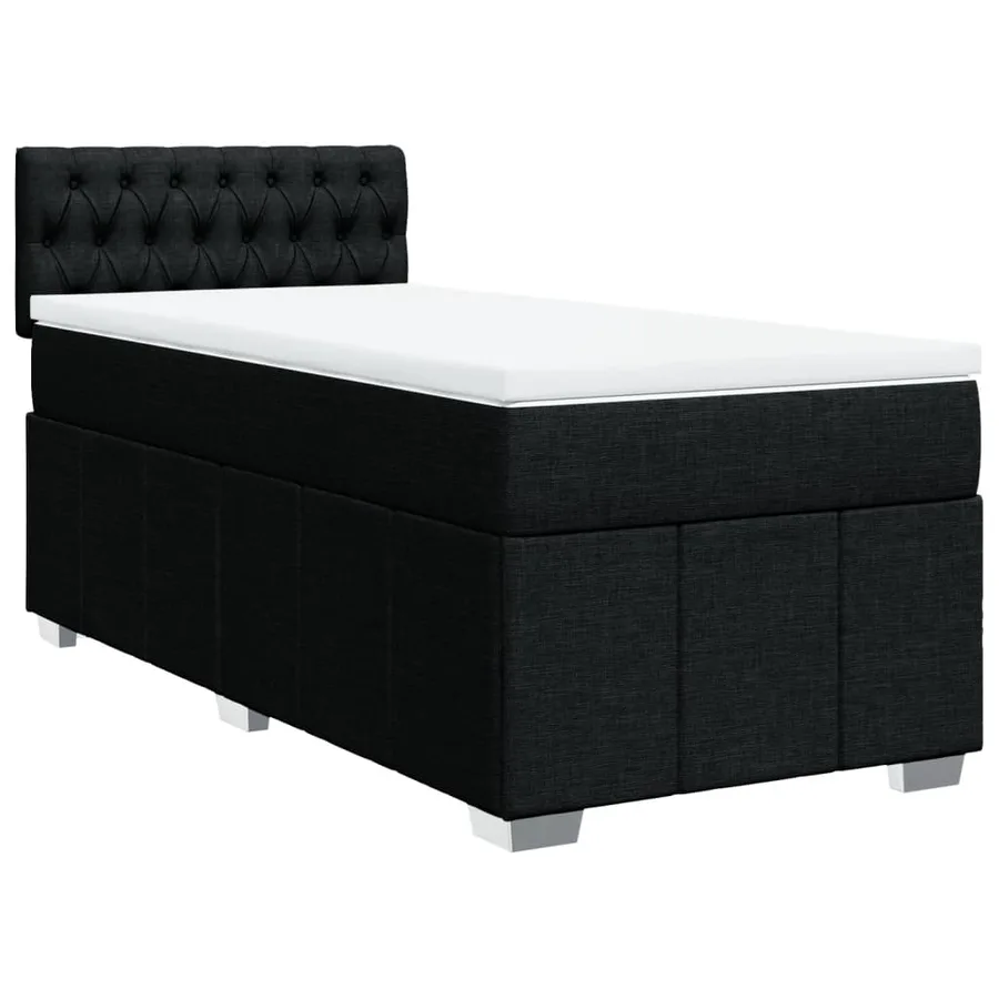 Sommier à lattes de lit avec matelas Noir 100x200 cm Tissu - 3