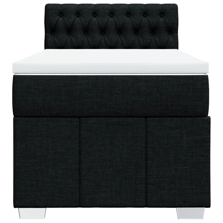 Sommier à lattes de lit avec matelas Noir 100x200 cm Tissu - 6