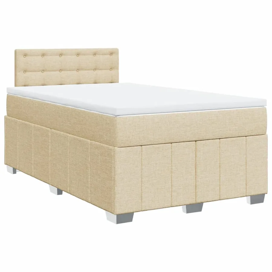 Sommier à lattes de lit avec matelas crème 120x190 cm tissu - 2
