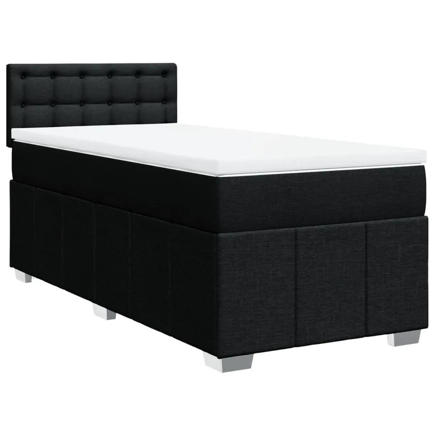 Sommier à lattes de lit avec matelas Noir 100x200 cm Tissu - 3