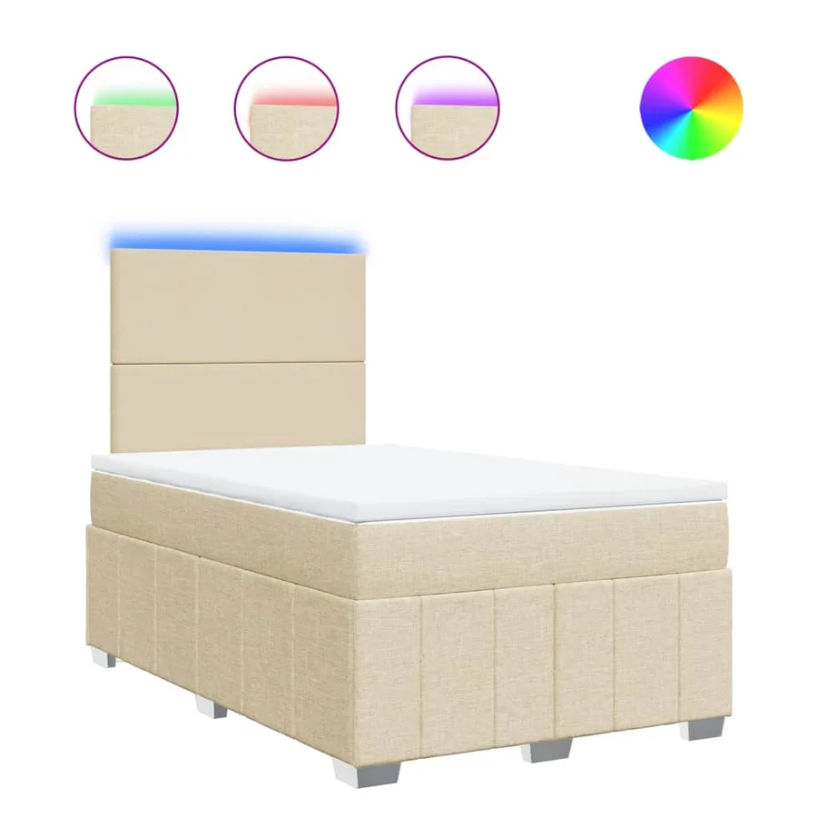 Sommier à lattes de lit avec matelas crème 120x190 cm tissu - 2