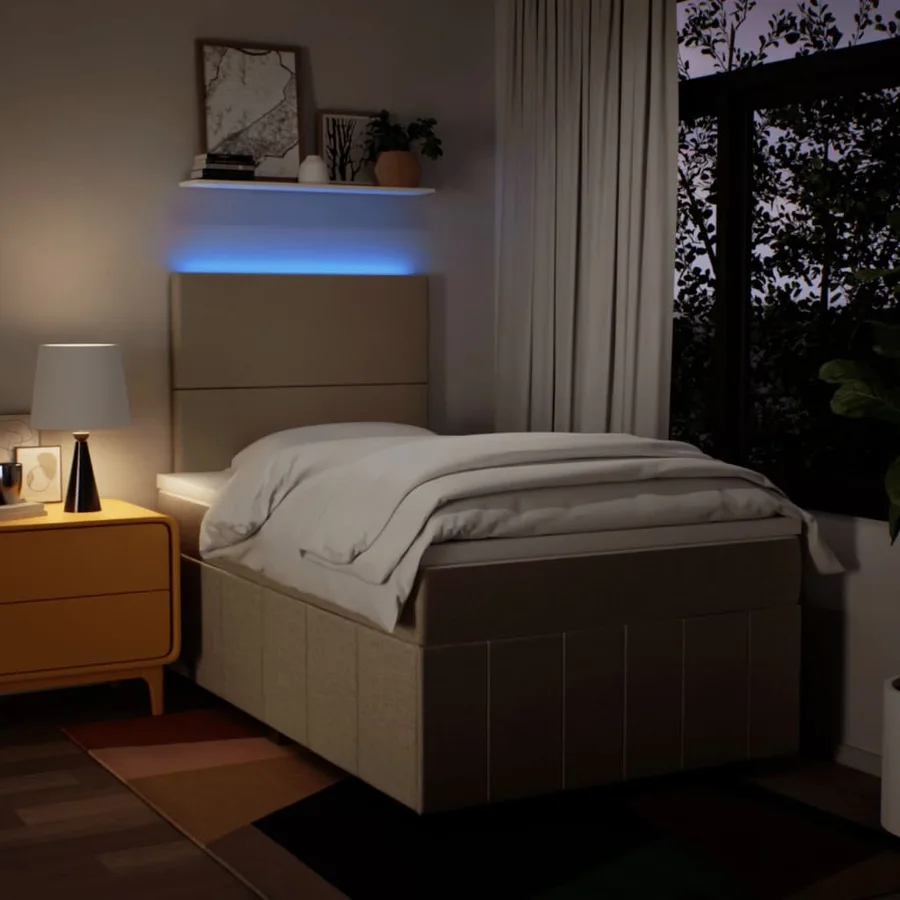 Sommier à lattes de lit avec matelas crème 120x190 cm tissu - 4