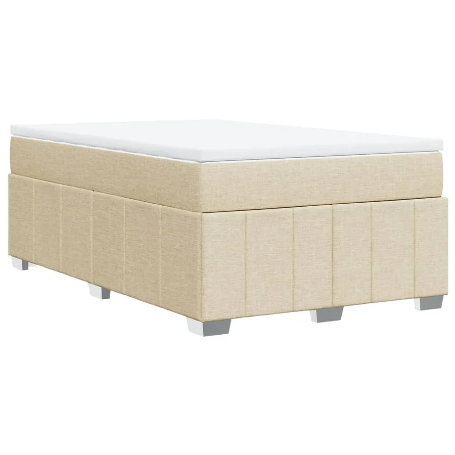 Sommier à lattes de lit avec matelas crème 120x190 cm tissu - 9