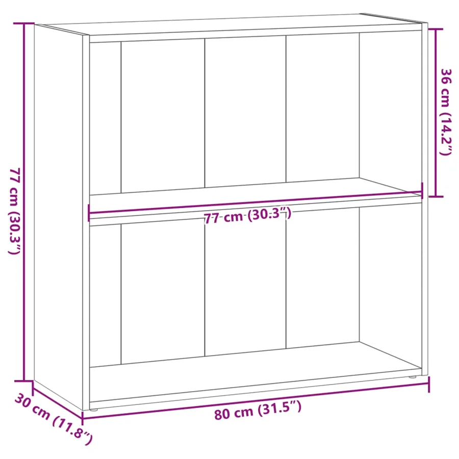 Bibliothèque sonoma gris 80x30x77 cm bois d'ingénierie - 9