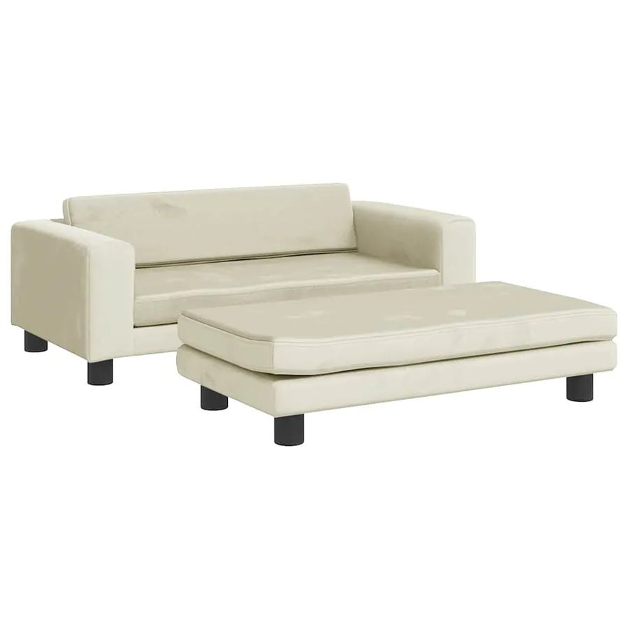 Lit pour chien avec extension crème 100x50x30 cm velours - 2