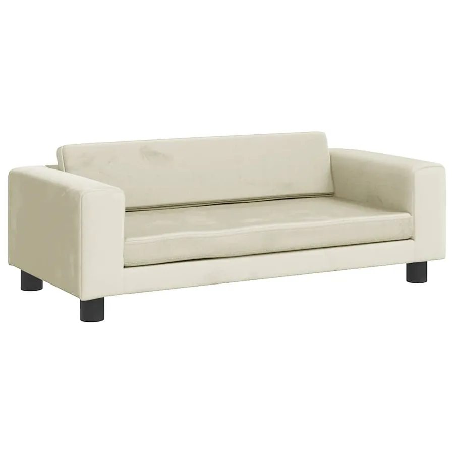 Lit pour chien avec extension crème 100x50x30 cm velours - 7