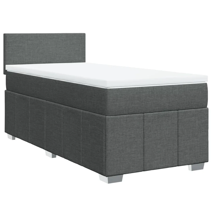 Sommier à lattes de lit et matelas Gris foncé 90x190 cm Tissu - 3