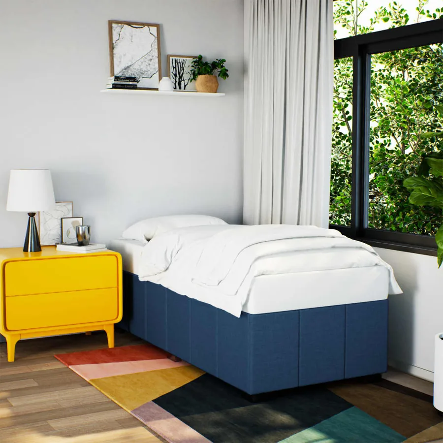 Cadre de lit sans matelas bleu 90x200 cm tissu