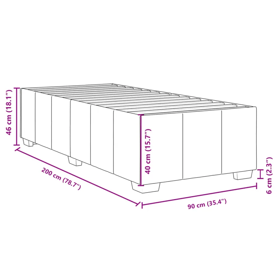 Cadre de lit sans matelas bleu 90x200 cm tissu - 9