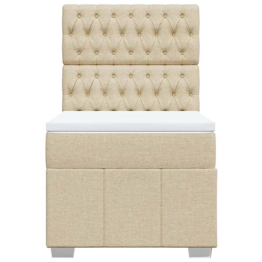 Sommier à lattes de lit avec matelas Crème 90x200 cm Tissu - 4