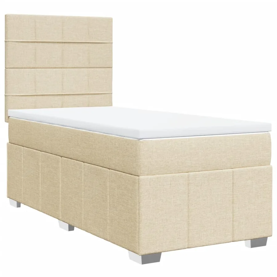 Sommier à lattes de lit avec matelas Crème 90x200 cm Tissu - 2