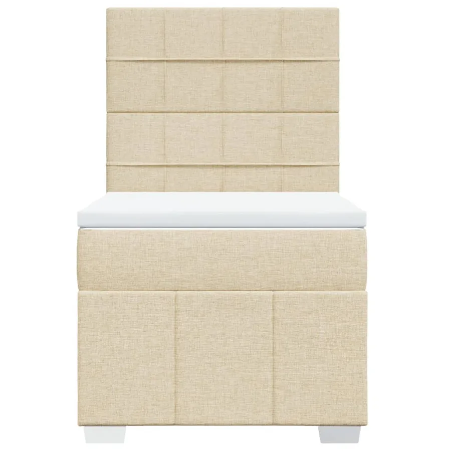 Sommier à lattes de lit avec matelas Crème 90x200 cm Tissu - 4