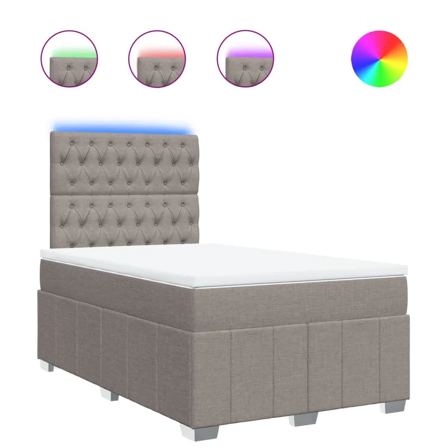 Sommier à lattes de lit avec matelas taupe 120x190 cm tissu - 2