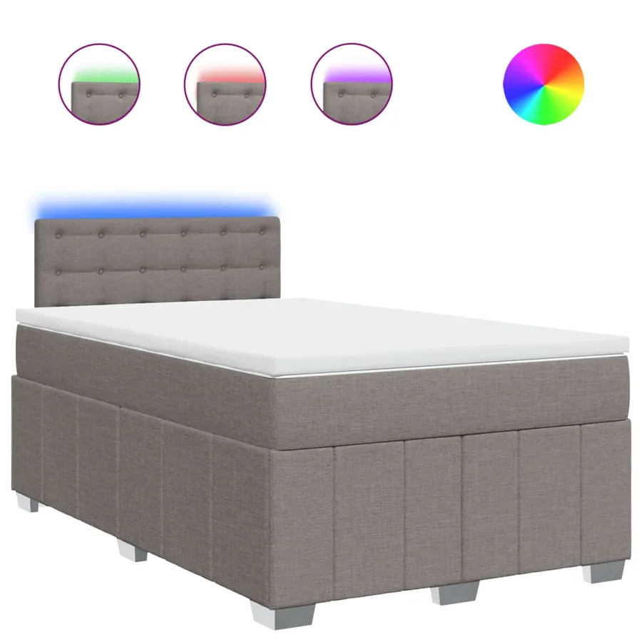 Sommier à lattes de lit avec matelas taupe 120x190 cm tissu - 2