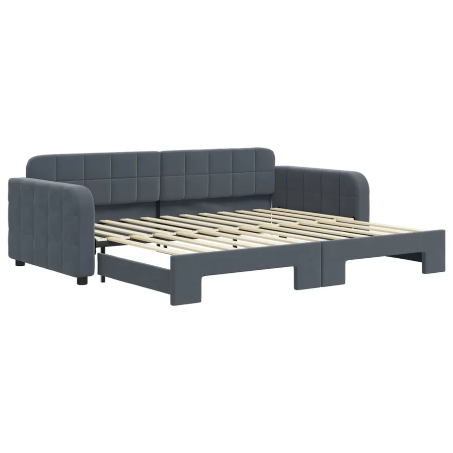 Lit de jour avec gigogne sans matelas gris foncé 90x200 cm - 2