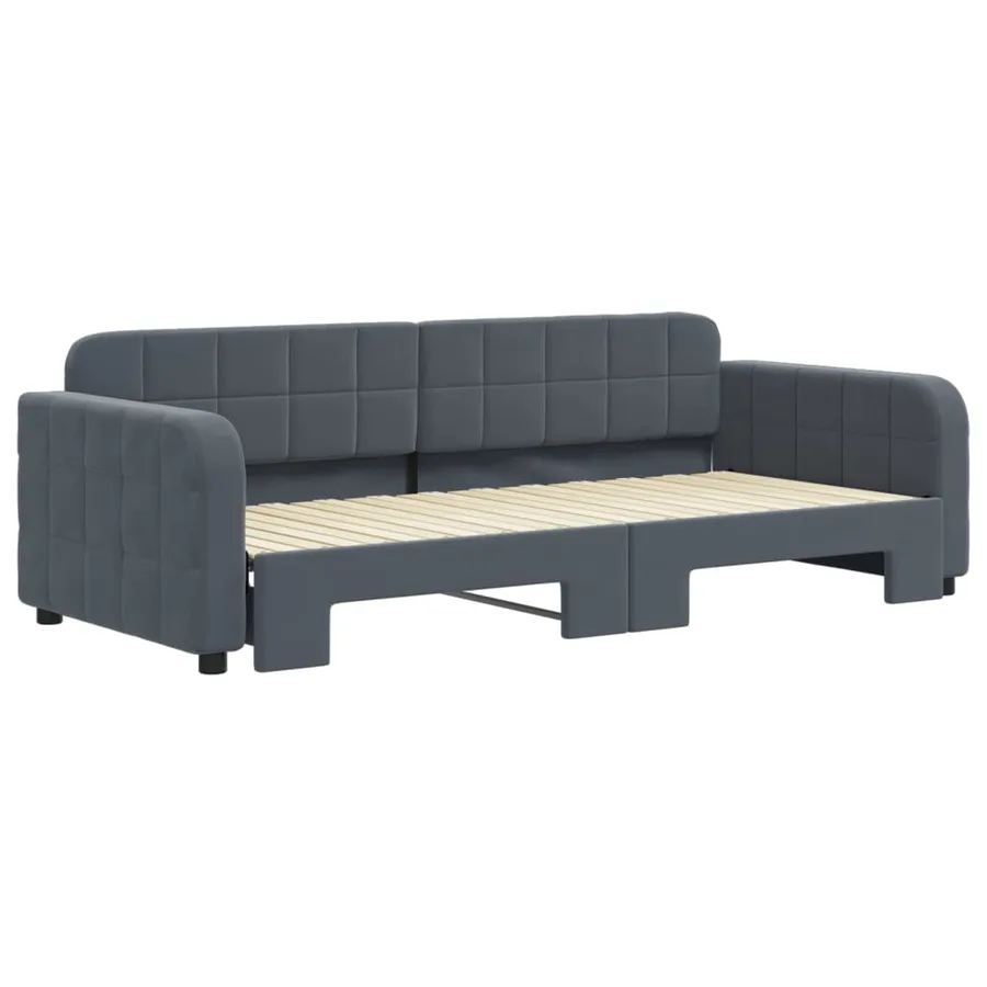 Lit de jour avec gigogne sans matelas gris foncé 90x200 cm - 3