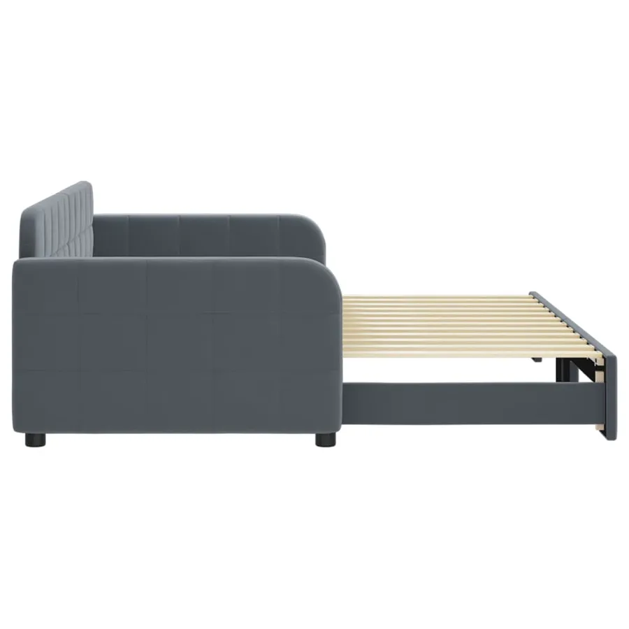 Lit de jour avec gigogne sans matelas gris foncé 90x200 cm - 4