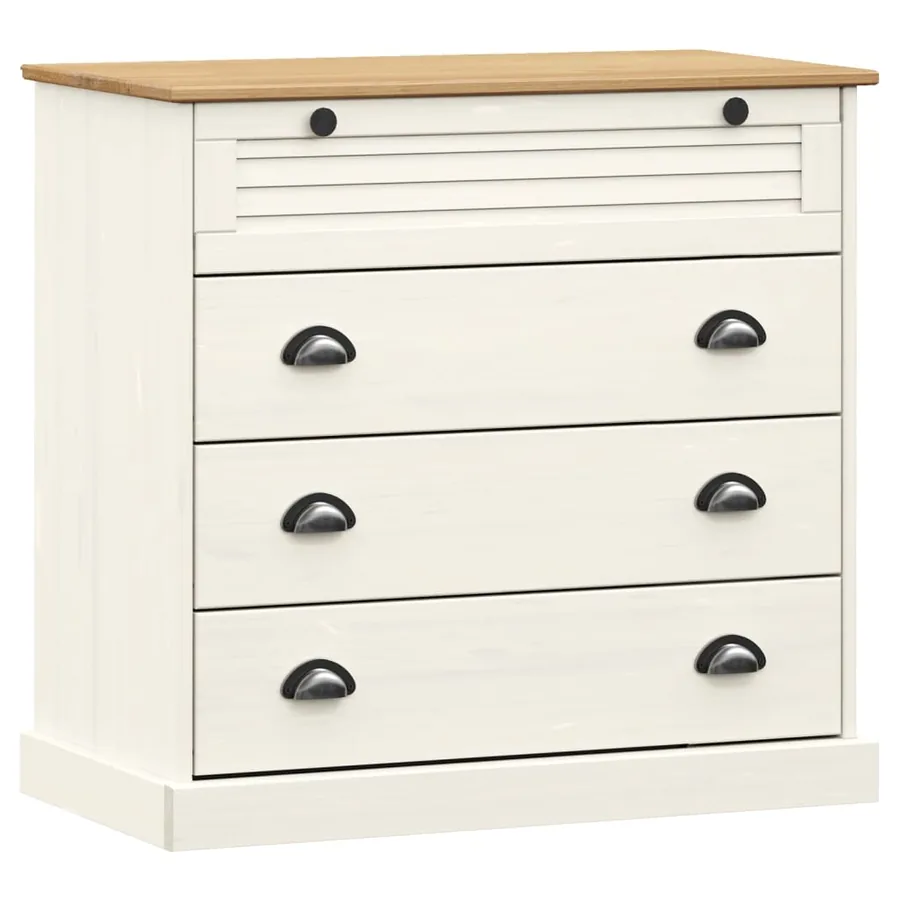 Buffet haut VIGO blanc 80x40x176 cm bois massif de pin - 10