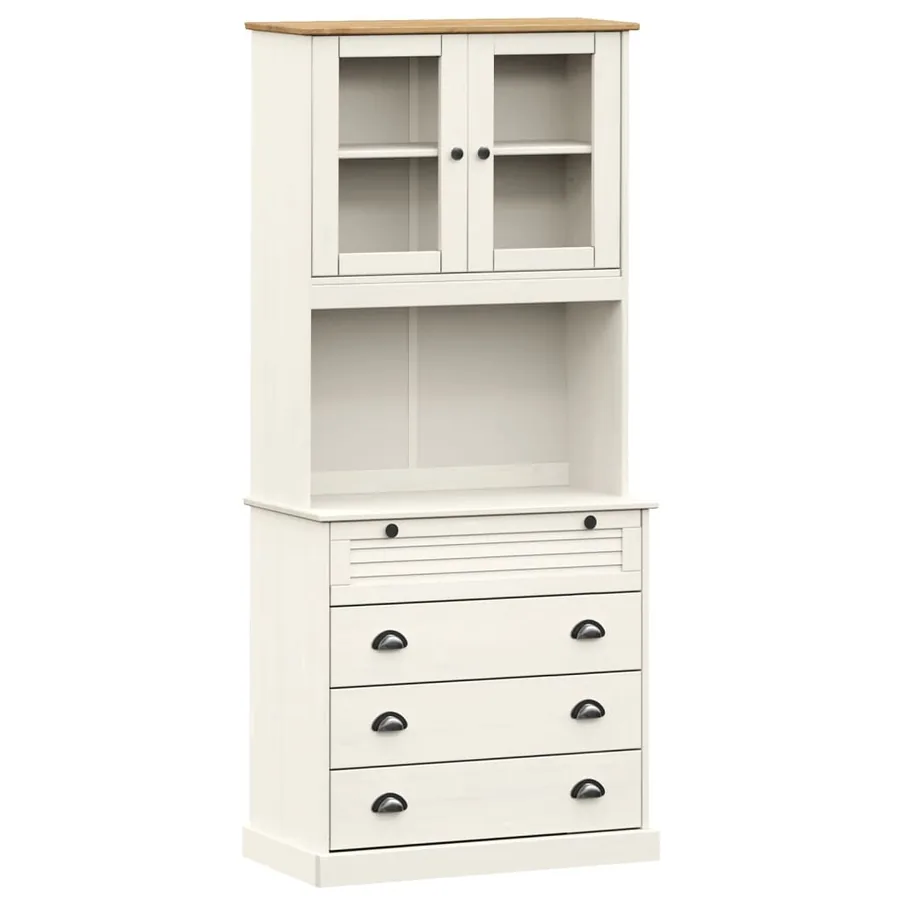 Buffet haut VIGO blanc 80x40x176 cm bois massif de pin - 2