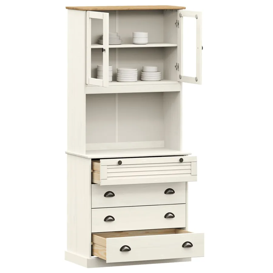 Buffet haut VIGO blanc 80x40x176 cm bois massif de pin - 3