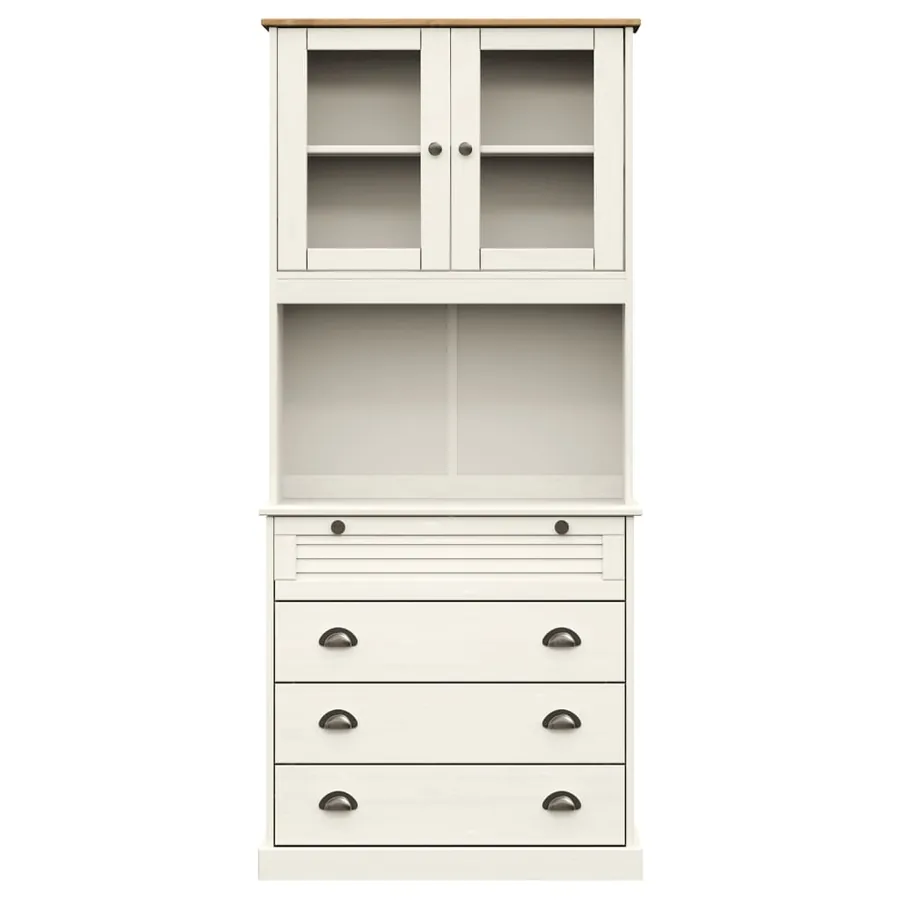 Buffet haut VIGO blanc 80x40x176 cm bois massif de pin - 5