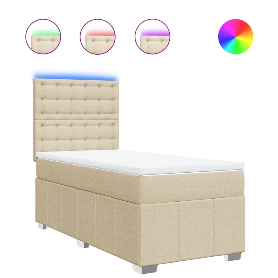 Sommier à lattes de lit avec matelas Crème 80x200 cm Tissu - 2