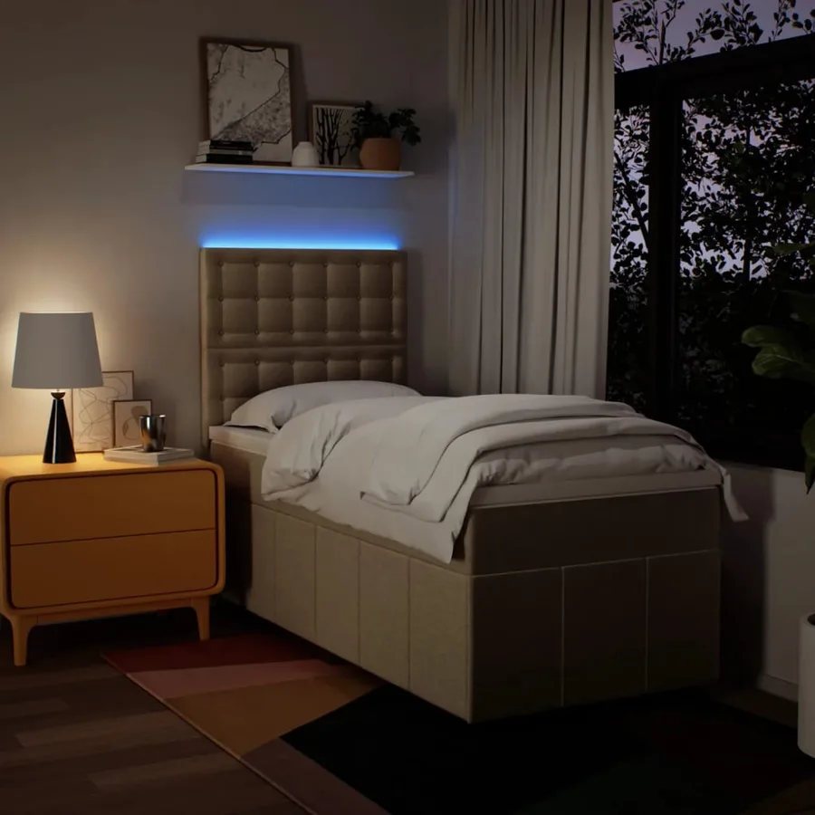 Sommier à lattes de lit avec matelas Crème 80x200 cm Tissu - 4