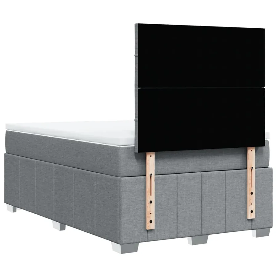 Sommier à lattes de lit et matelas gris clair 120x190 cm tissu - 8