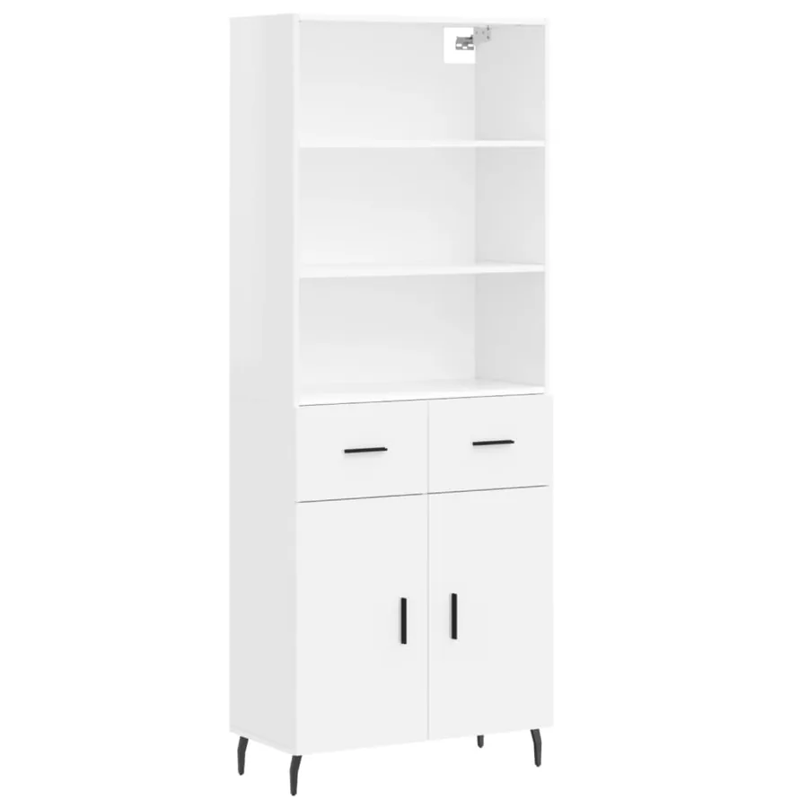 Buffet haut Blanc brillant 69,5x34x180 cm Bois d'ingénierie - 2