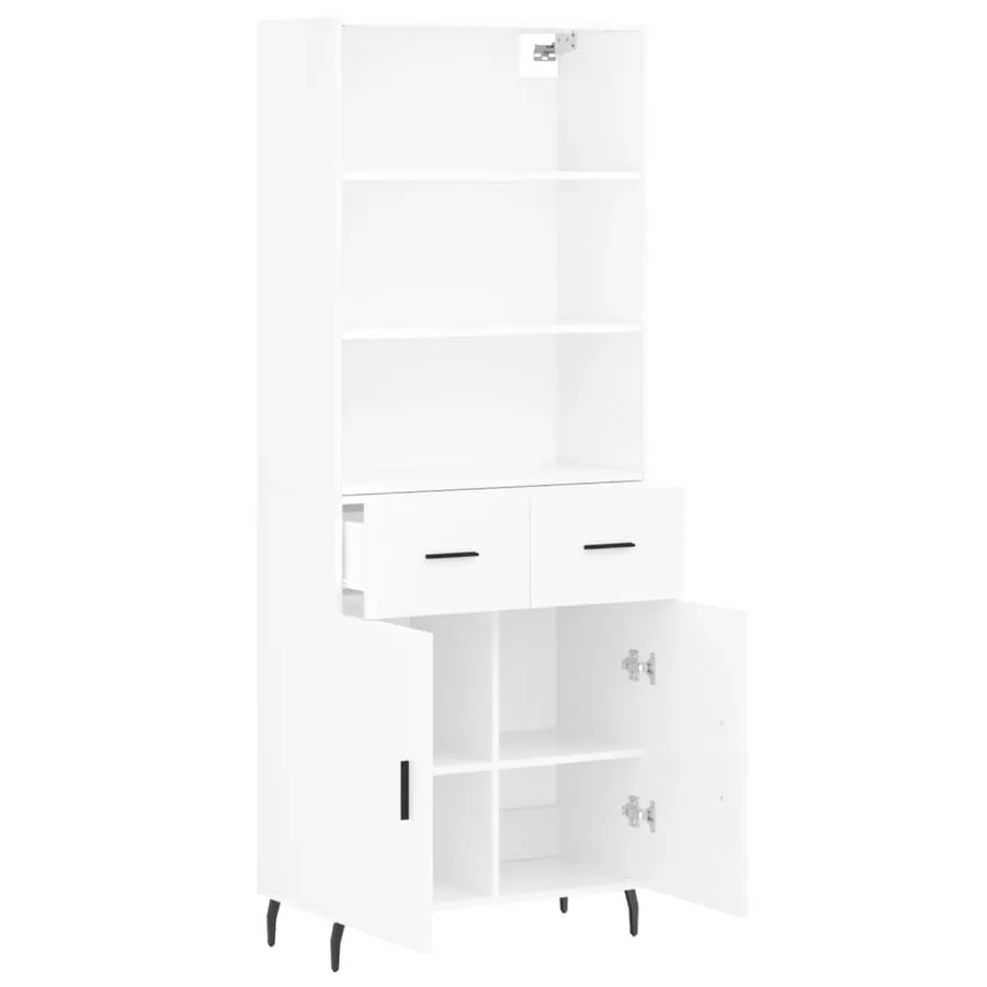 Buffet haut Blanc brillant 69,5x34x180 cm Bois d'ingénierie - 4