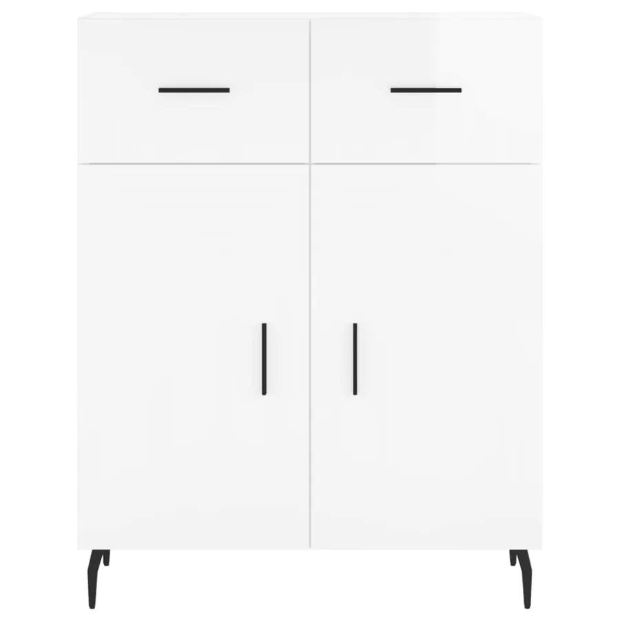 Buffet haut Blanc brillant 69,5x34x180 cm Bois d'ingénierie - 8
