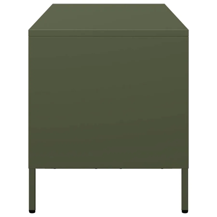 Meuble TV vert olive 101,5x39x43,5 cm acier laminé à froid - 6
