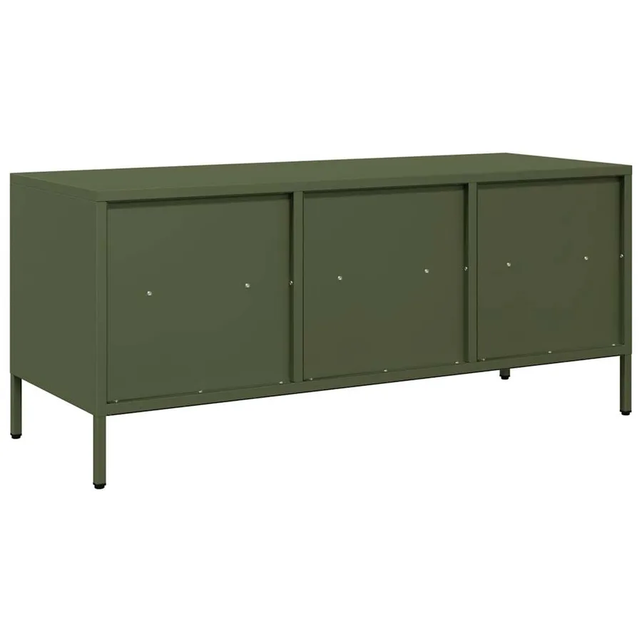 Meuble TV vert olive 101,5x39x43,5 cm acier laminé à froid - 7
