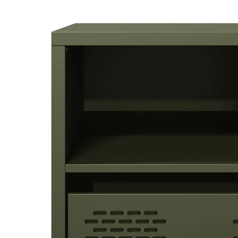 Meuble TV vert olive 101,5x39x43,5 cm acier laminé à froid - 9