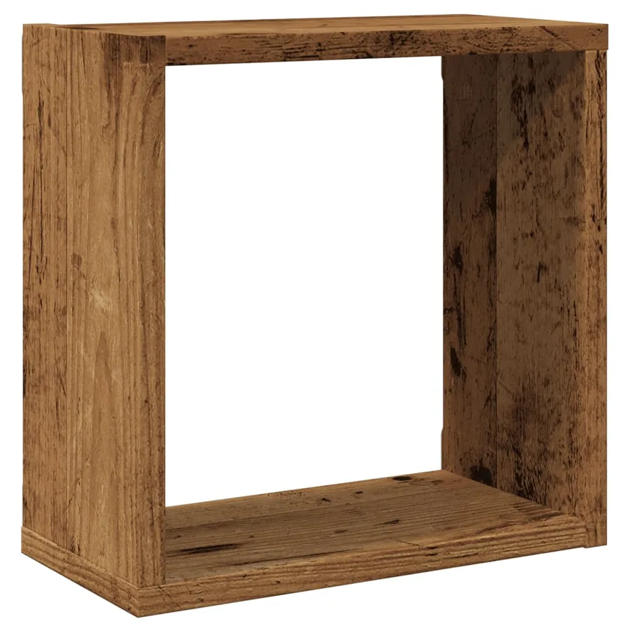 Étagères cube murales 4 pcs vieux bois 30x15x30 cm - 4
