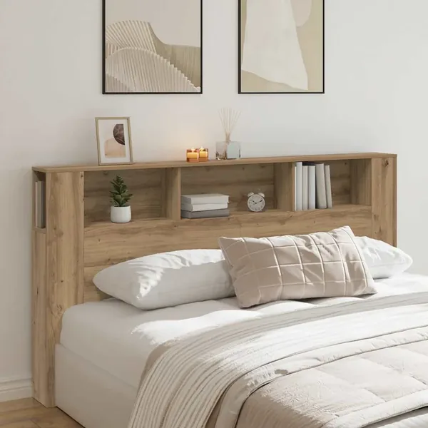 Armoire de tête de lit chêne artisanal 200x18,5x102,5 cm