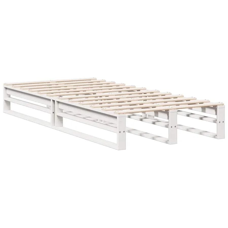 Lit bibliothèque sans matelas blanc 90x200cm bois de pin massif - 5