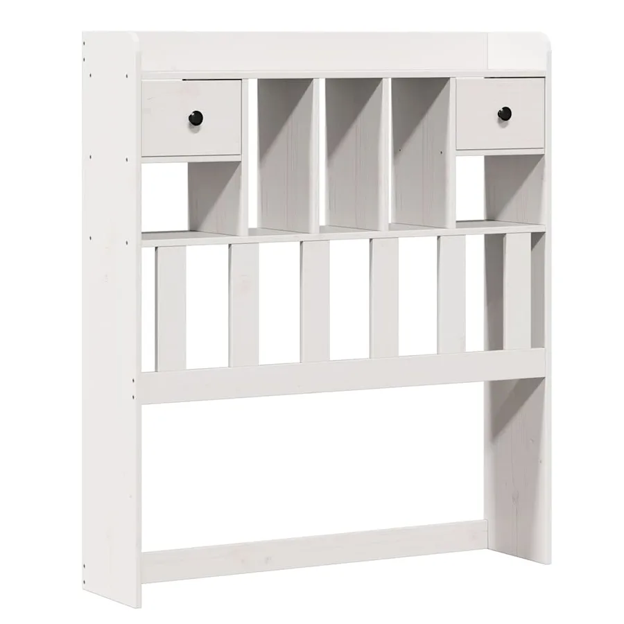 Lit bibliothèque sans matelas blanc 90x200cm bois de pin massif - 6