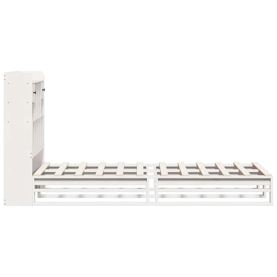 Lit bibliothèque sans matelas blanc 90x200cm bois de pin massif - 7