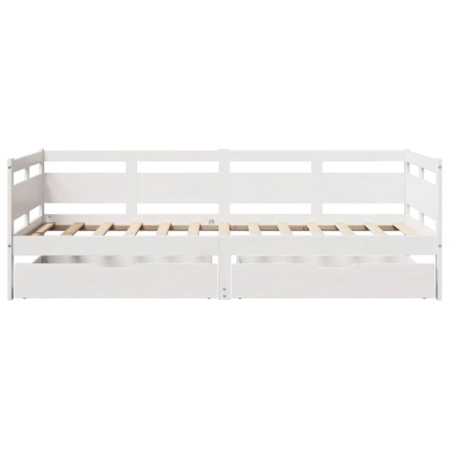 Lit de jour et tiroirs sans matelas blanc 80x200 cm bois massif - 4