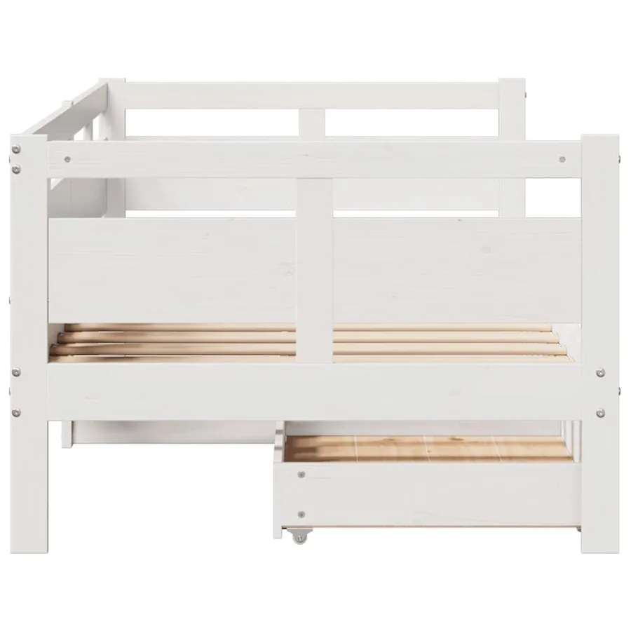 Lit de jour et tiroirs sans matelas blanc 80x200 cm bois massif - 5