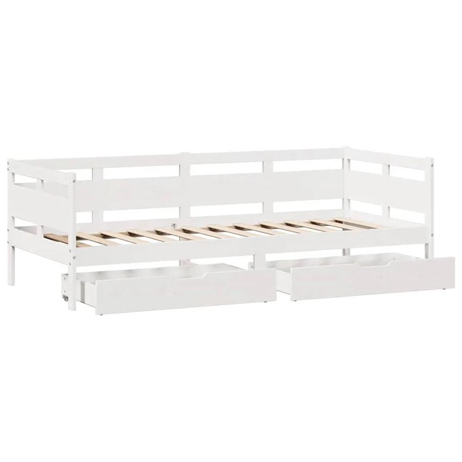 Lit de jour et tiroirs sans matelas blanc 80x200 cm bois massif - 9