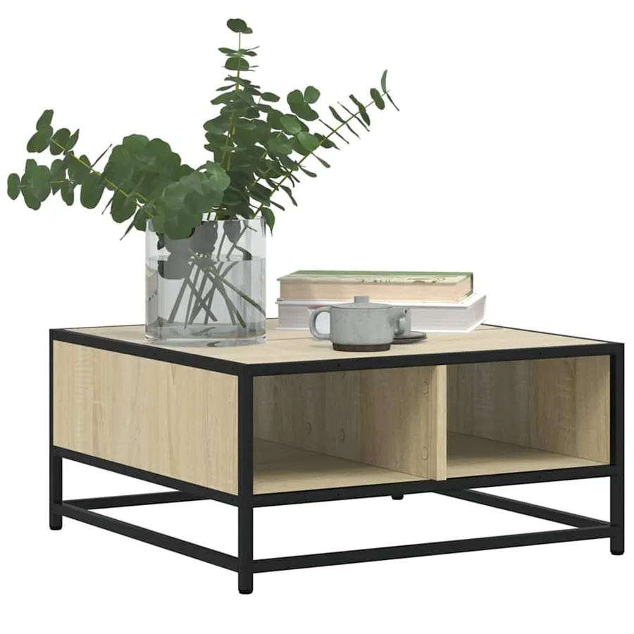 Table basse chêne sonoma 60,5x60,5x30cm bois d'ingénierie/métal - 4