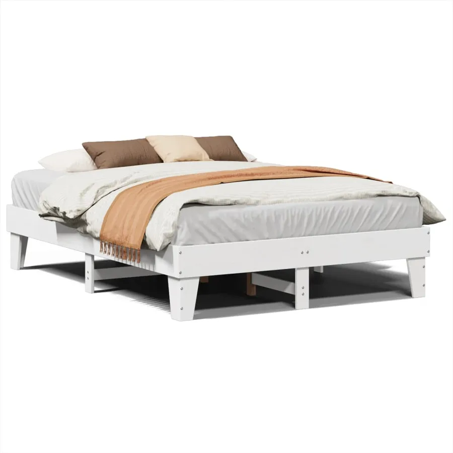 Cadre de lit sans matelas blanc 140x200 cm bois de pin massif - 2